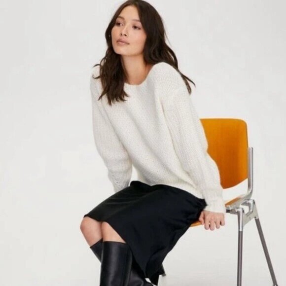 Wilfred Aritzia Womens Limerick Sweater Sz Medium Cream Wool Mohair Alpaca Knit - Picture 3 of 13